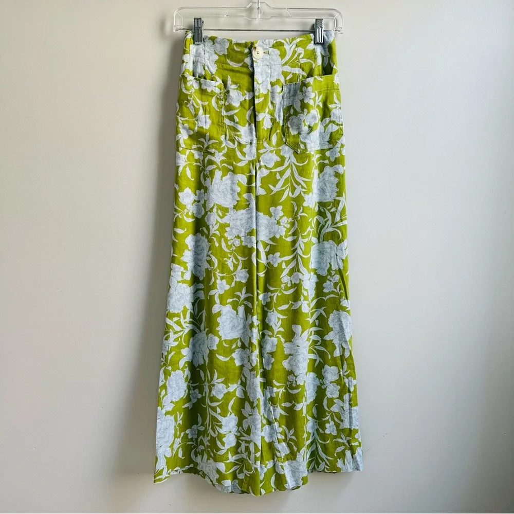 Anthropologie Maeve London Wide Leg Pants in Blue Motif XS - Picture 2 of 13
